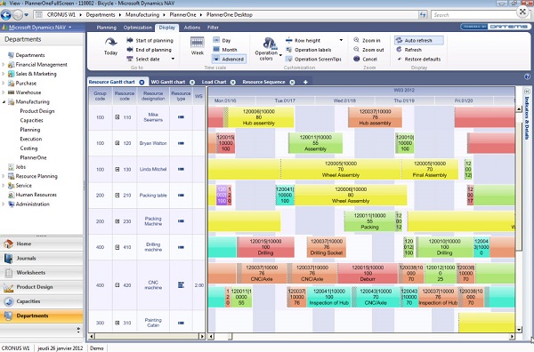 PlannerOne-Machine-Gantt-Chart Microsoft Dynamics NAV ERP MRP production scheduling interface with Gantt chart