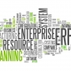 ERP word cloud with keywords like Enterprise, Resource, Planning, System, Manufacturing, and Business